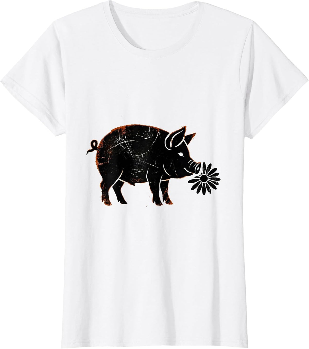Pig Peeking In Daisy Cute Farm Animal Lover Gift T-Shirt - White