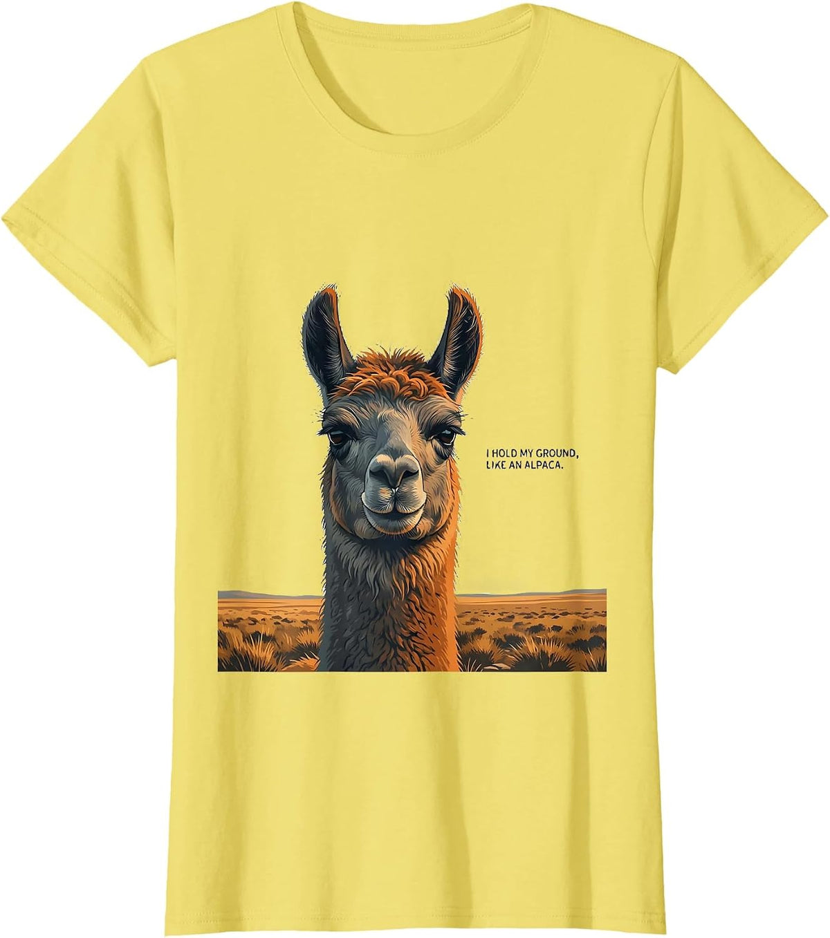 I Hold My Ground, Like An Alpaca Funny Alpaca Lover Gift T-Shirt - Lemon Yellow