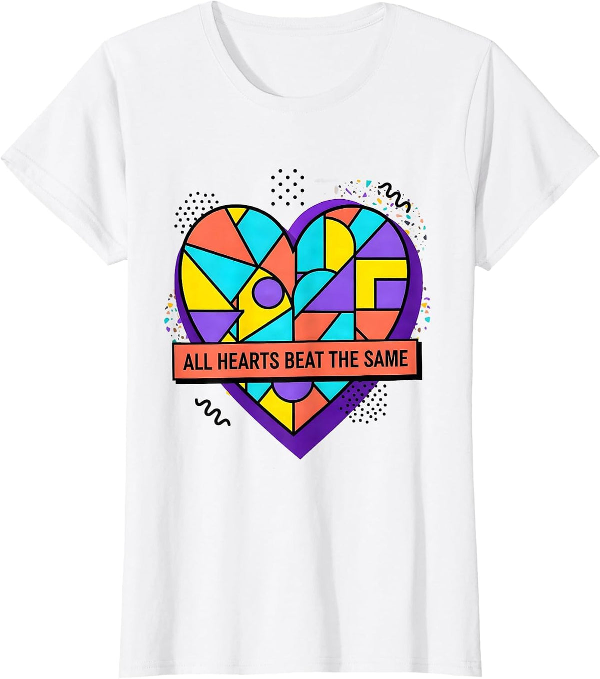 All Hearts Beat the Same Down Syndrome Awareness T-Shirt - White