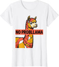 Women's No Probllama Funny Llama Alpaca Humor Casual Gift T-Shirt - White