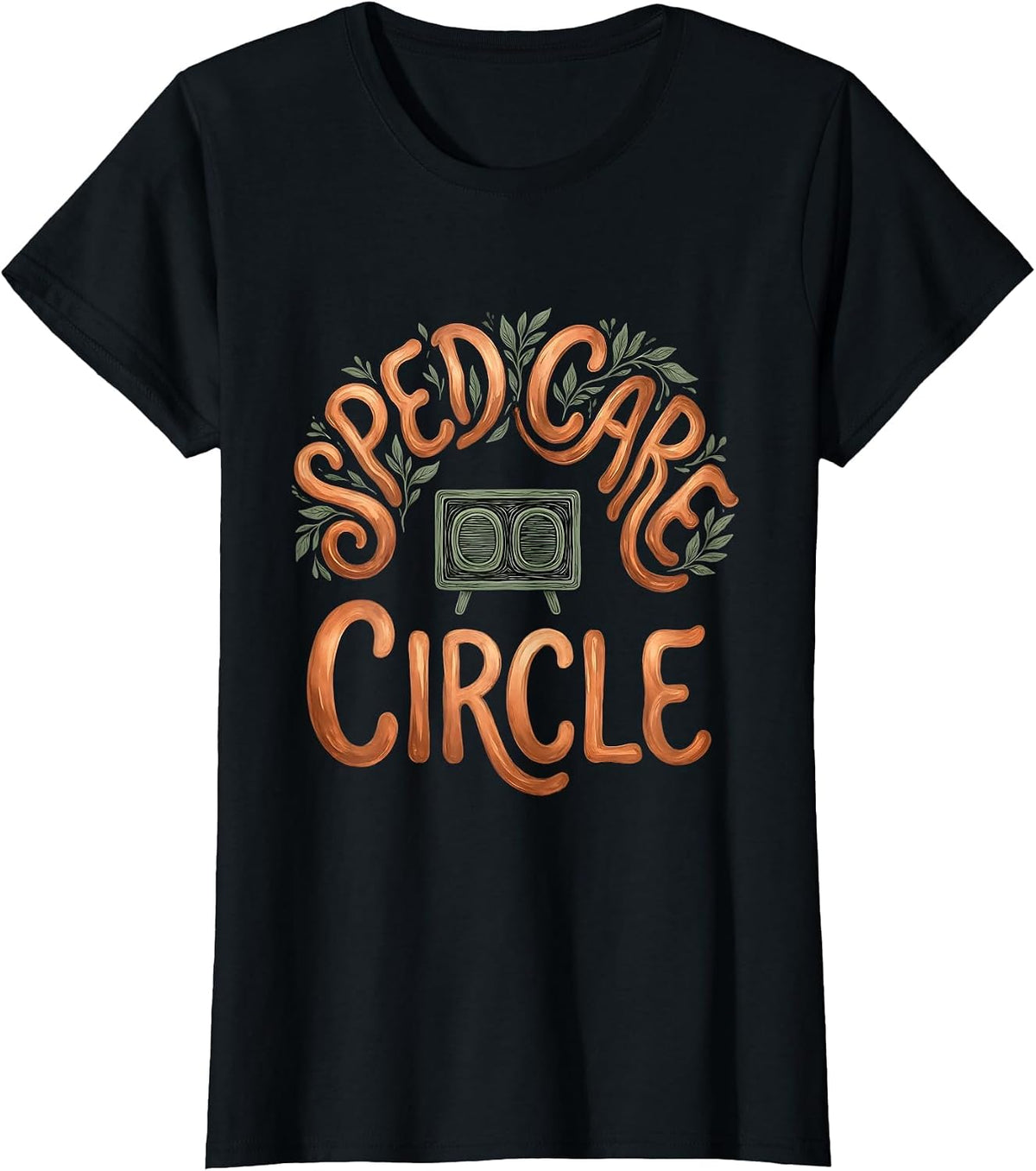SPED Care Circle Boho Typography Special Education Teacher T-Shirt - Black