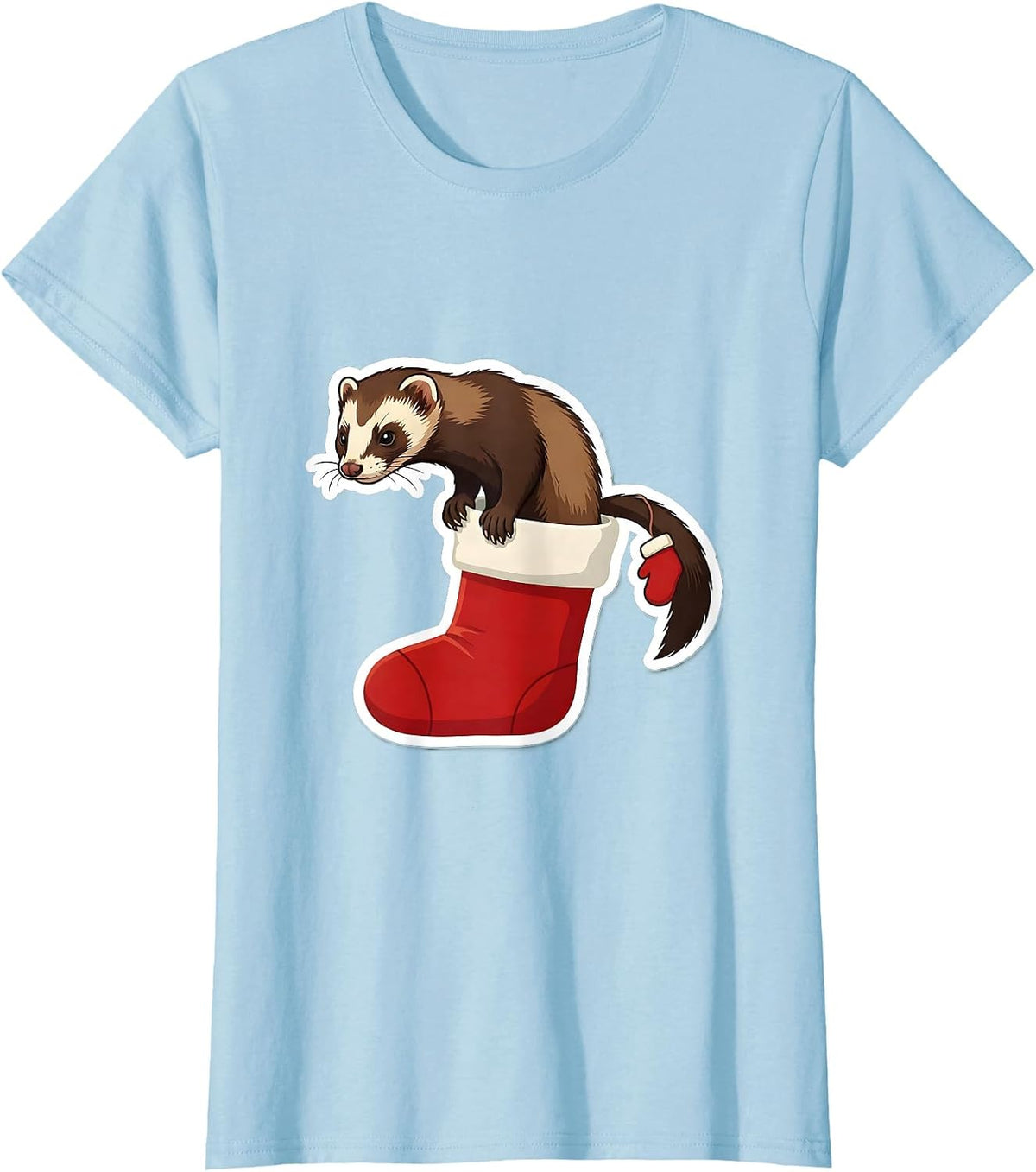 Masked Ferret Holiday Stocking Funny Ferret Lover Gift T-Shirt - Baby Blue