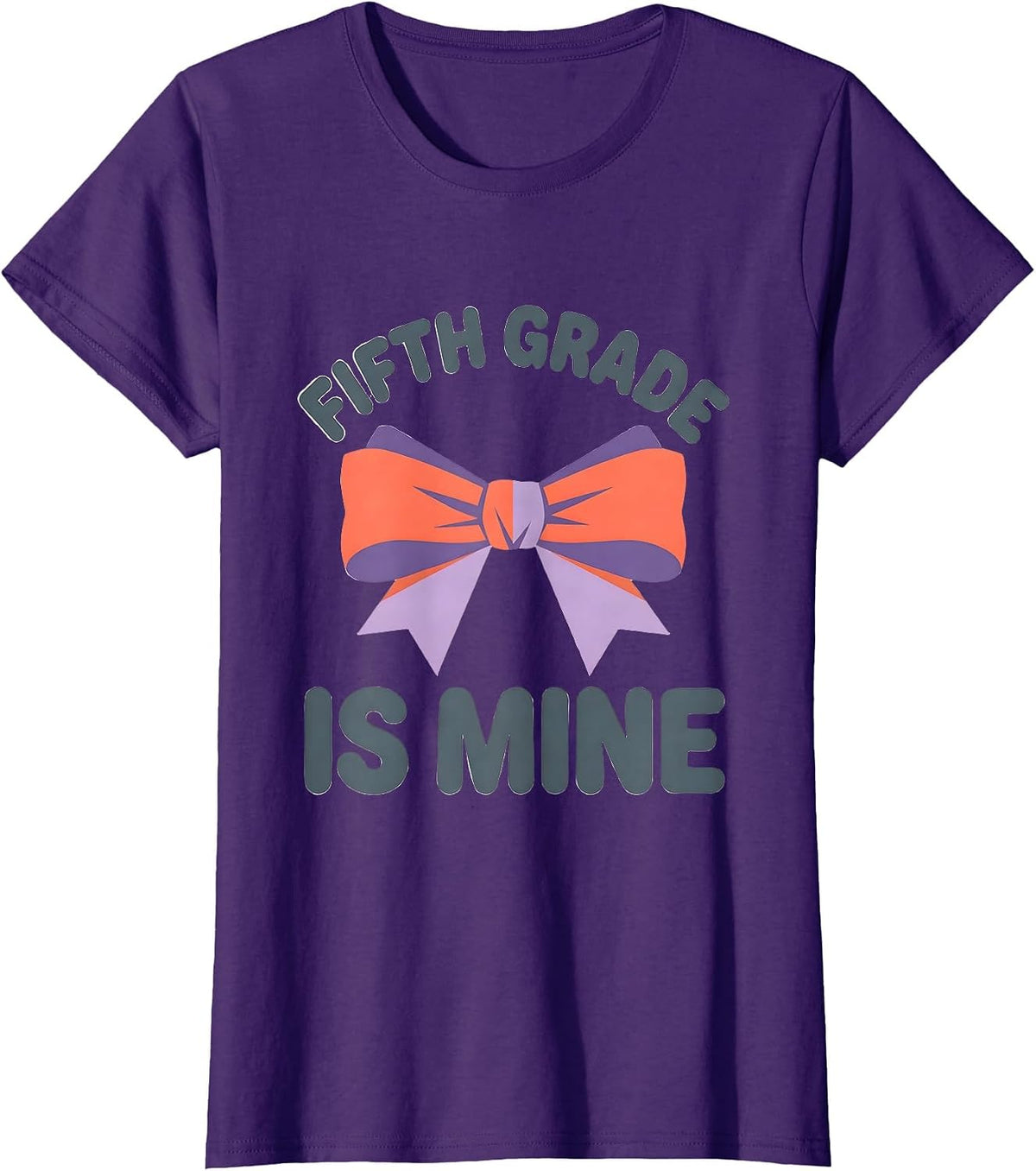 Women's Fifth Grade Is Mine Coquette Bow Back to School Girl T-Shirt - Purple