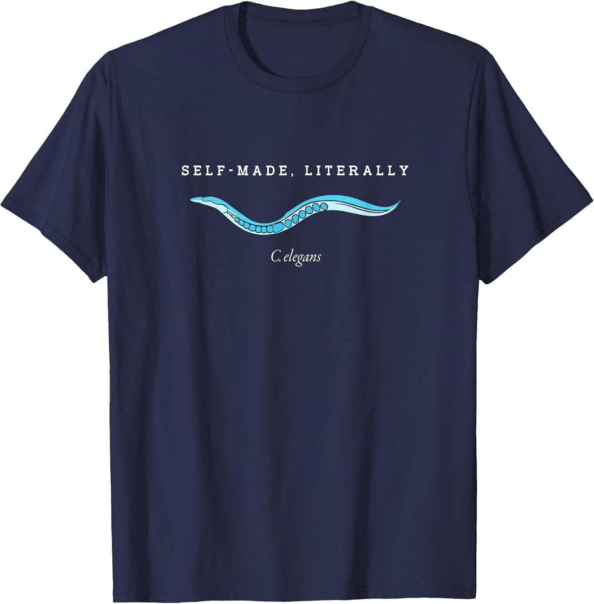 Self Made Literally Biologist C Elegans T-Shirt - Navy Blue