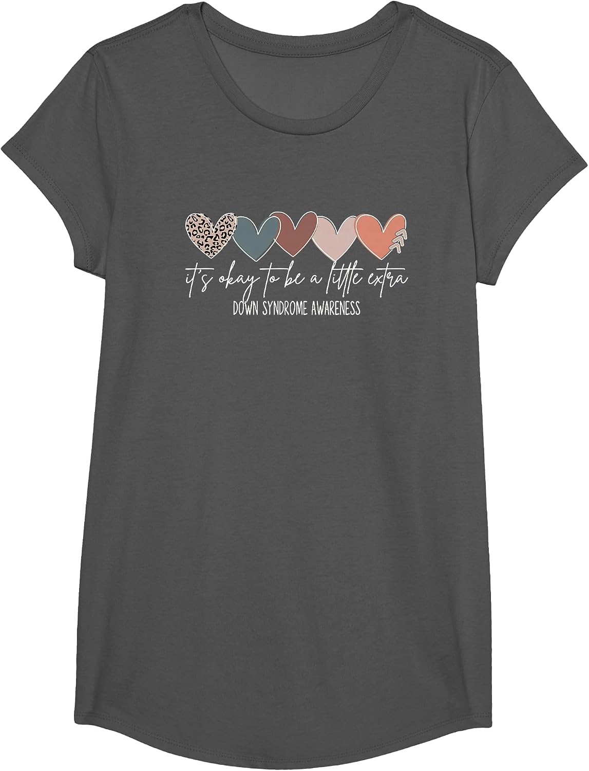 It's Okay to Be a Little Extra World Down Syndrome Day 3 21 T-Shirt - Girls Asphalt Grey