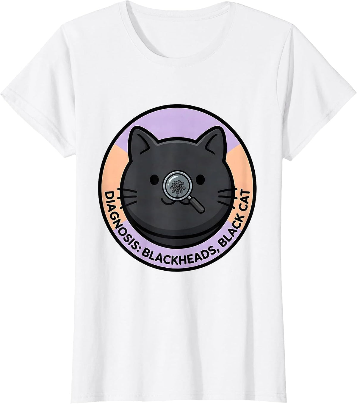 Women's Diagnosis: Blackheads, Black Cat Cute Kawaii Dermatology T-Shirt - White