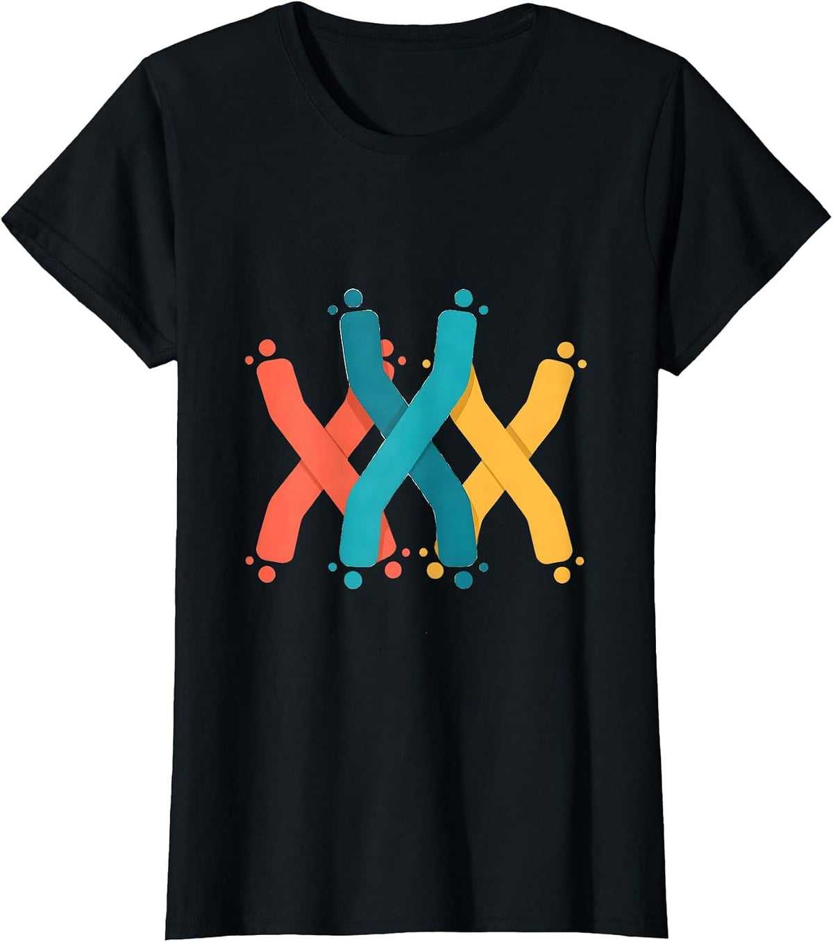 Down Syndrome Awareness Bold Chromosome Graphic T-Shirt - Black