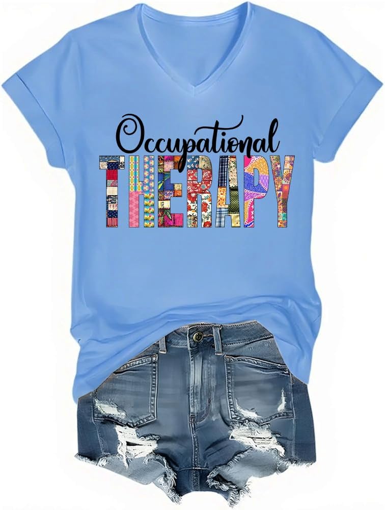 Occupational Therapy Shirt, Occupational Therapy T-Shirt - V-Neck Carolina Blue-vn