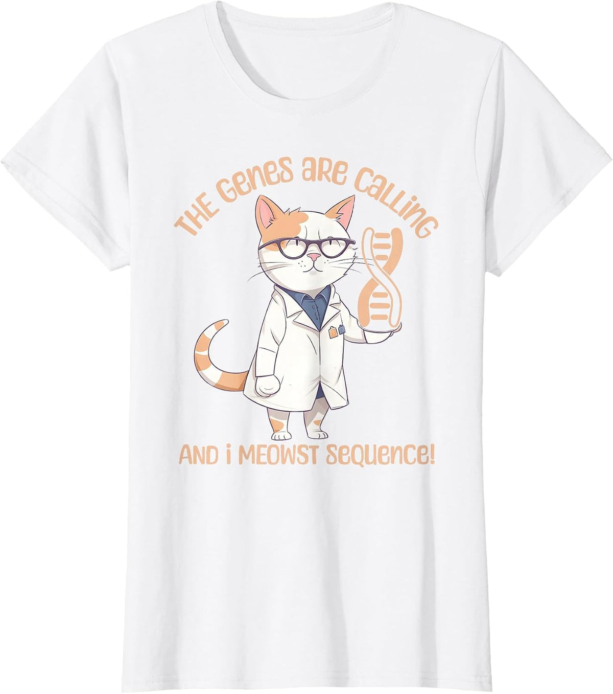 Funny Molecular Biology Cat Gene Sequencing DNA Biologist T-Shirt - White