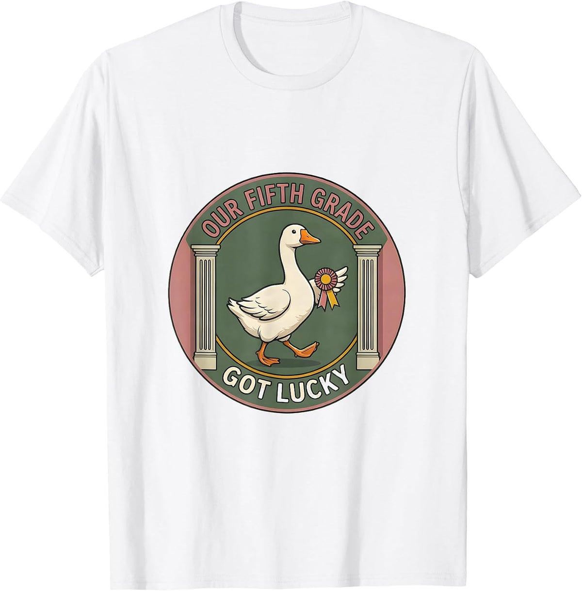Men's Our Fifth Grade Got Lucky Cute Goose Teacher Back To School T-Shirt - White