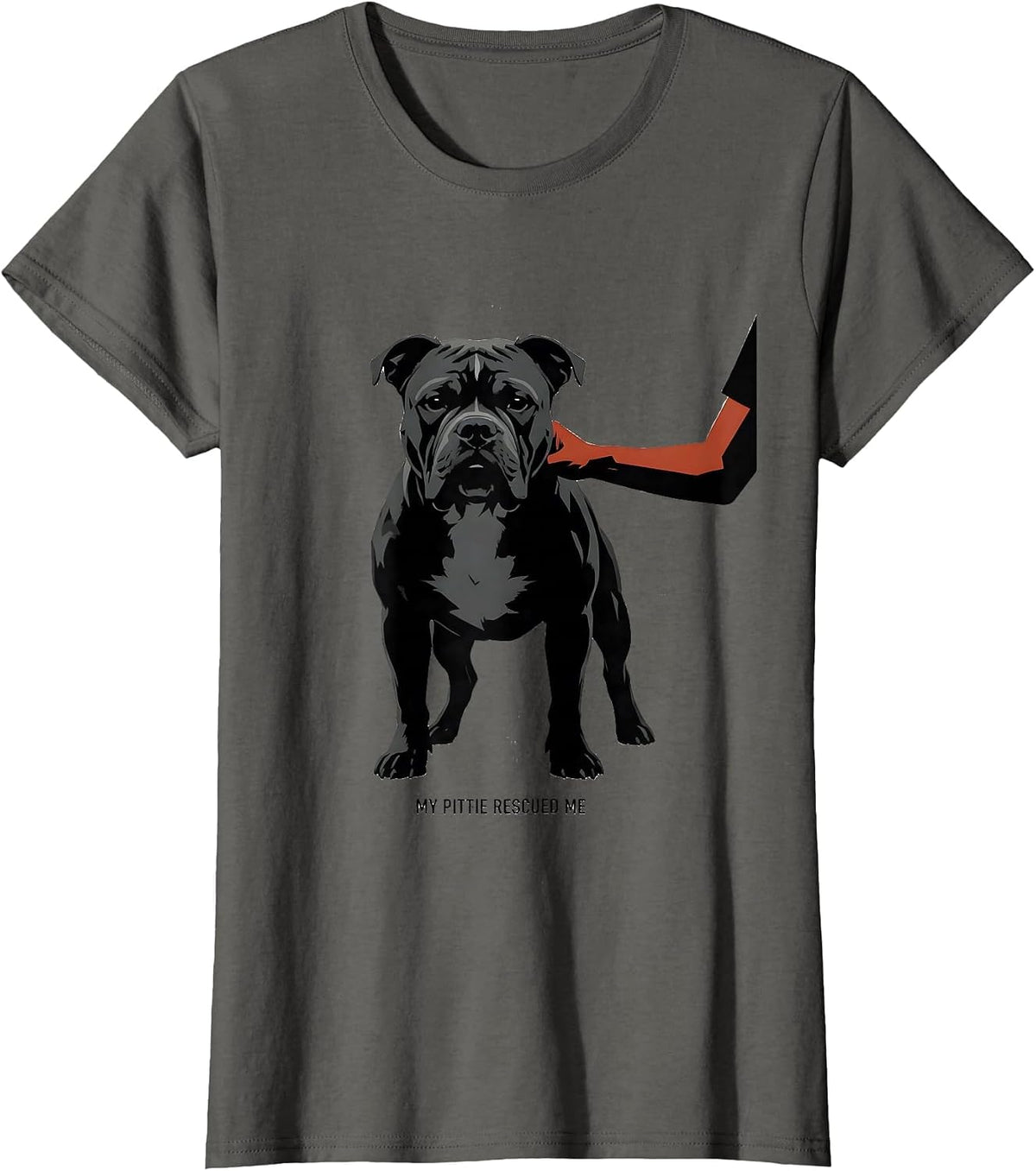 Women's My Pittie Rescued Me Funny Pitbull Dog Mom Gift T-Shirt - Asphalt Grey