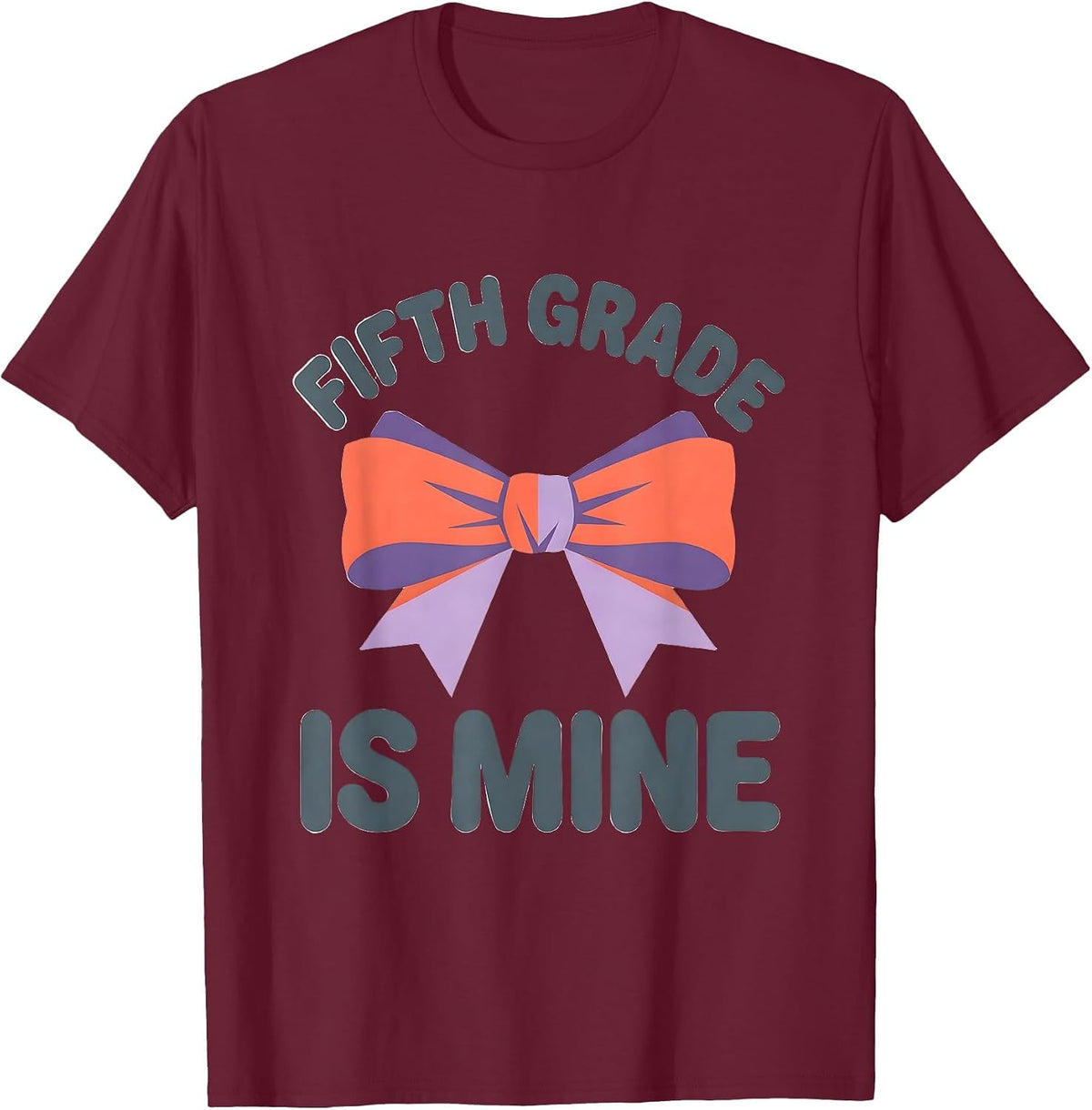 Men's Fifth Grade Is Mine Coquette Bow Back to School Girl T-Shirt - Burgundy