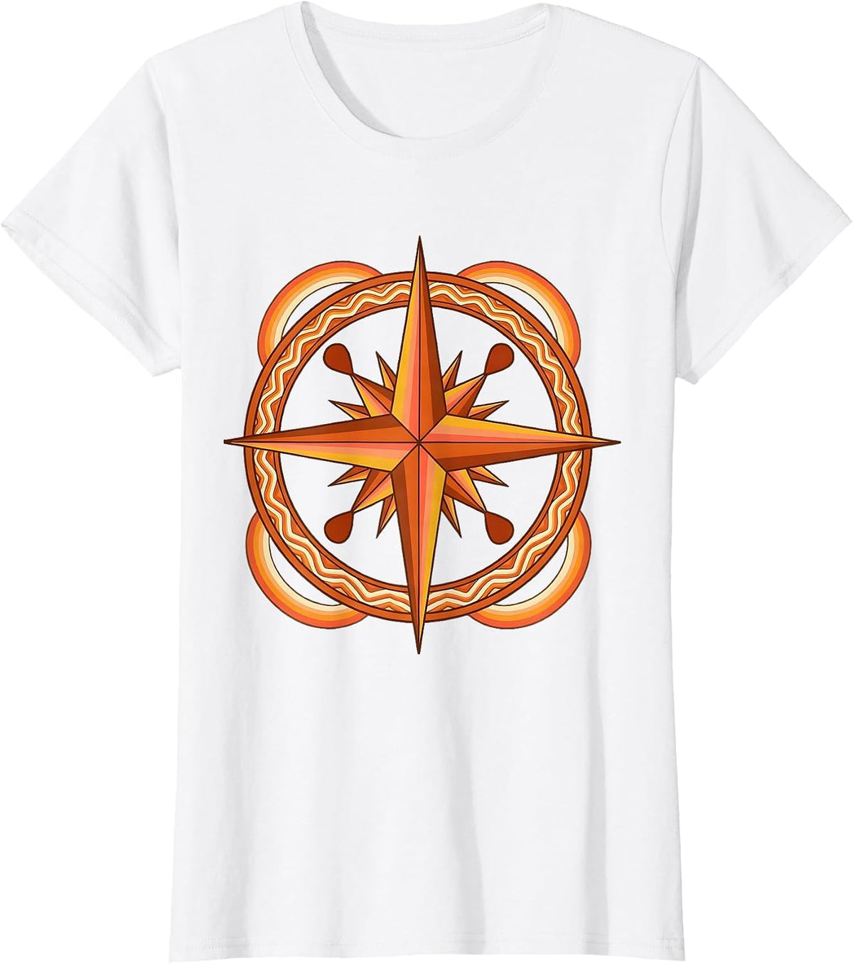 Gulf of Mexico Vintage Nautical Compass Rose T-Shirt - White