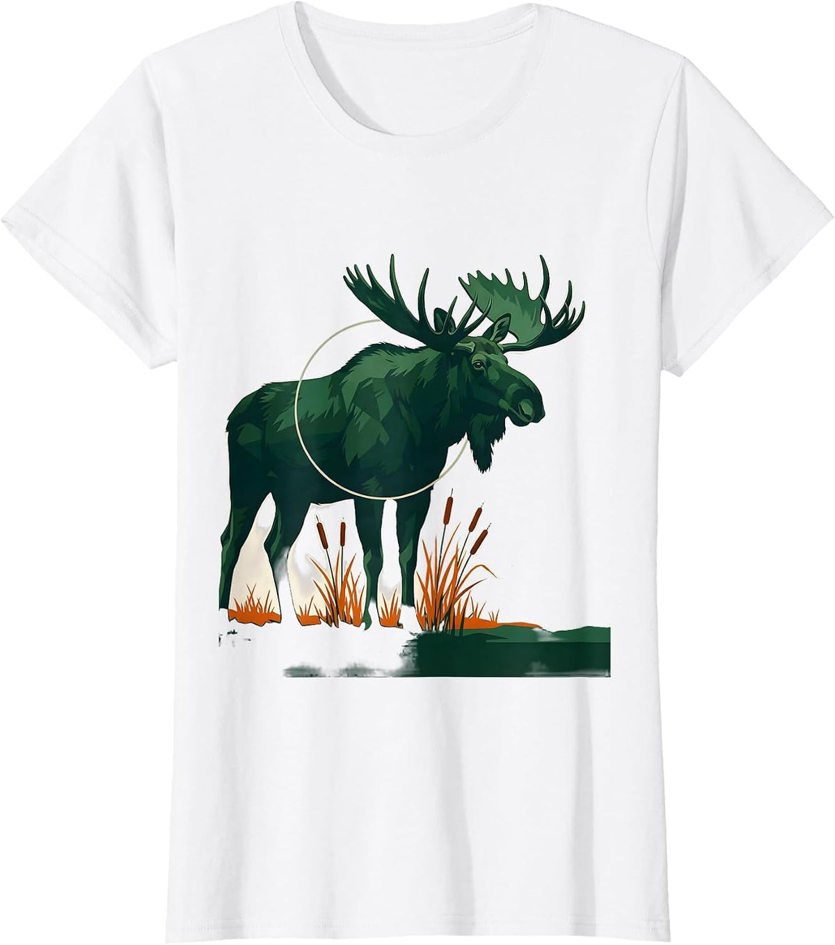 Moose Silhouette Nature Outdoor Hunting Wildlife T-Shirt - White