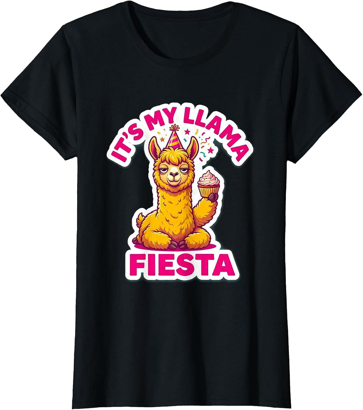 It's My Llama Fiesta Funny Llama Alpaca Humor T-Shirt - Black