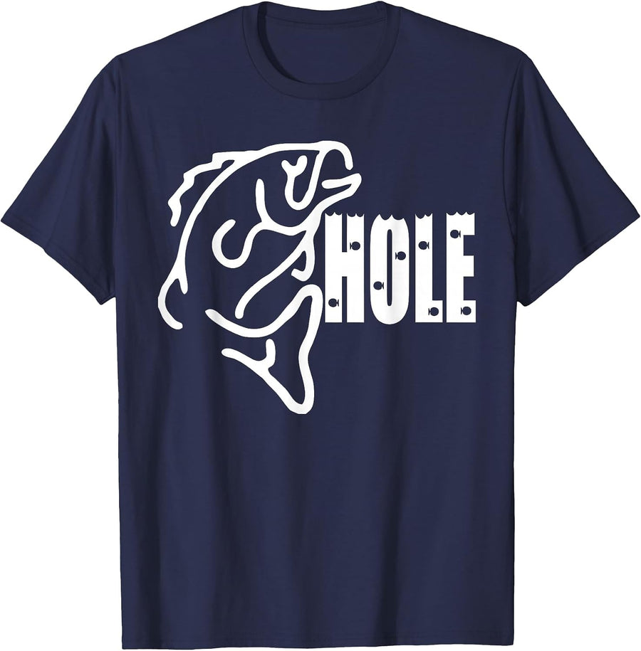 Basshole Bass Fishing Tee T-Shirt - Navy Blue