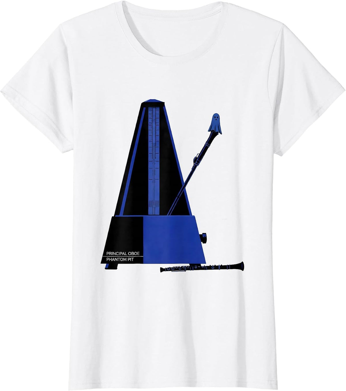 Women's Principal Oboe Phantom Pit Whimsical Music Teacher Halloween T-Shirt - White