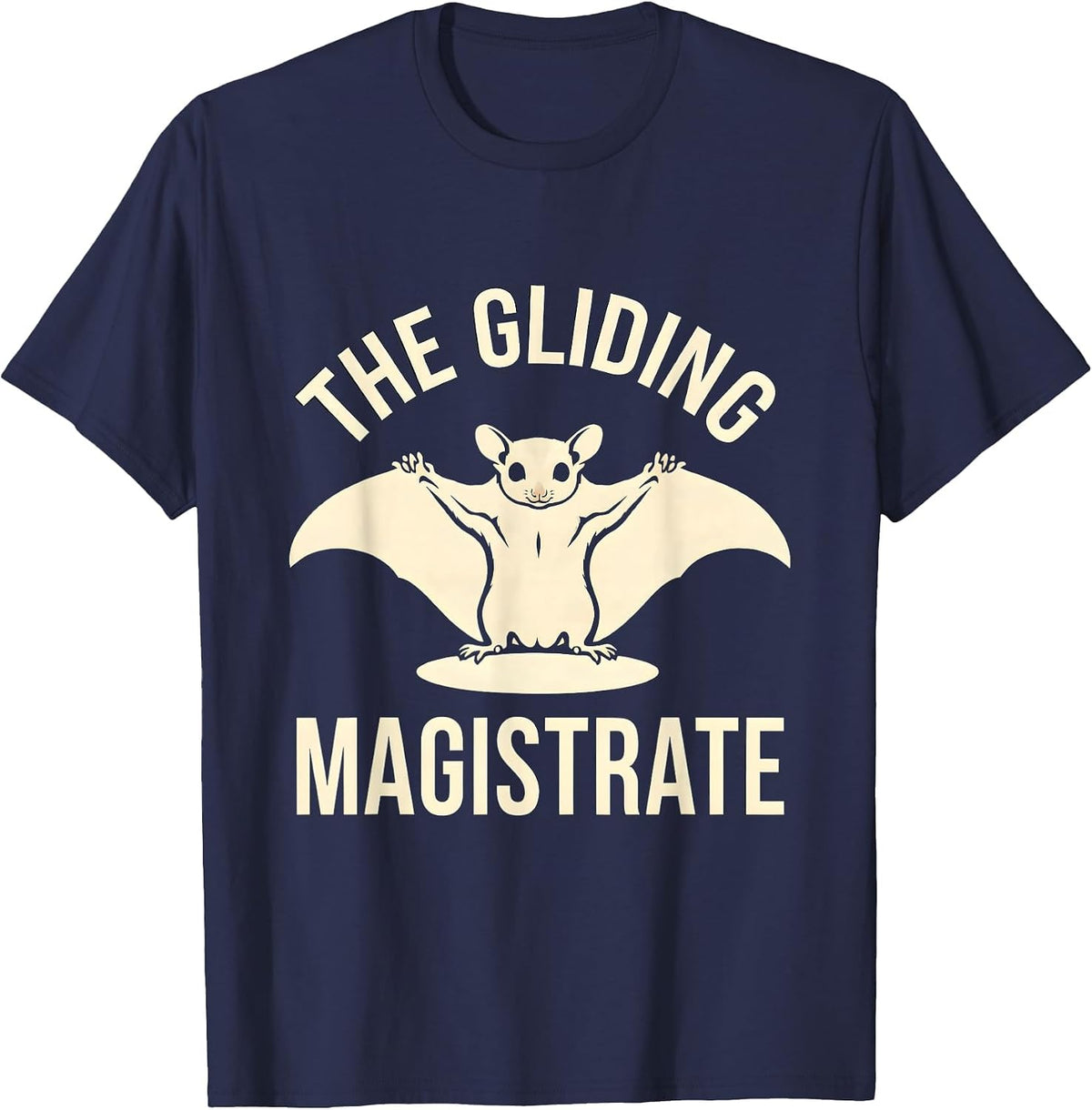 The Gliding Magistrate Funny Sugar Glider Animal Portrait T-Shirt - Navy Blue