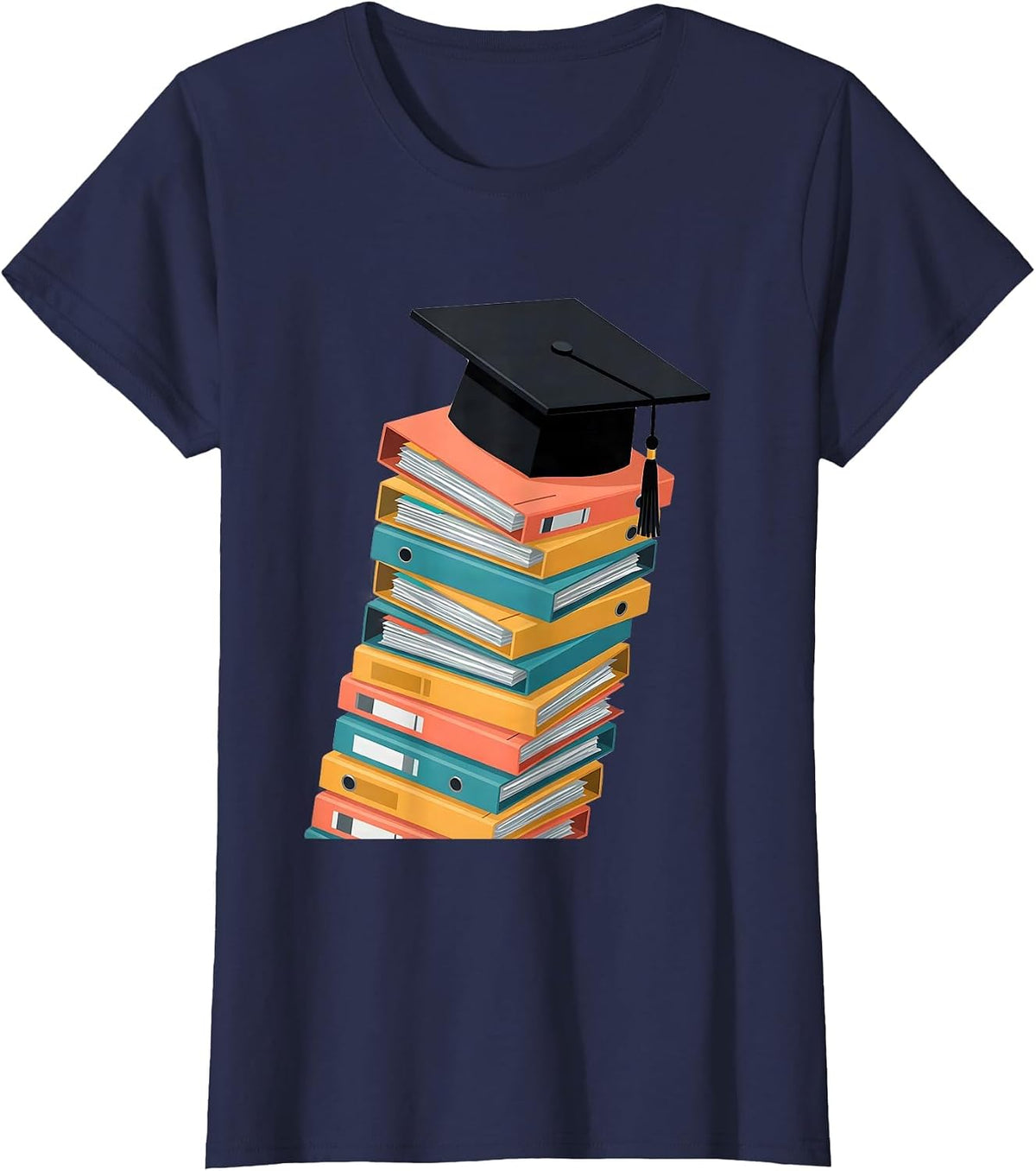 Women's Sped Teacher Graduation Cap IEP Stack Gift T-Shirt - Navy Blue