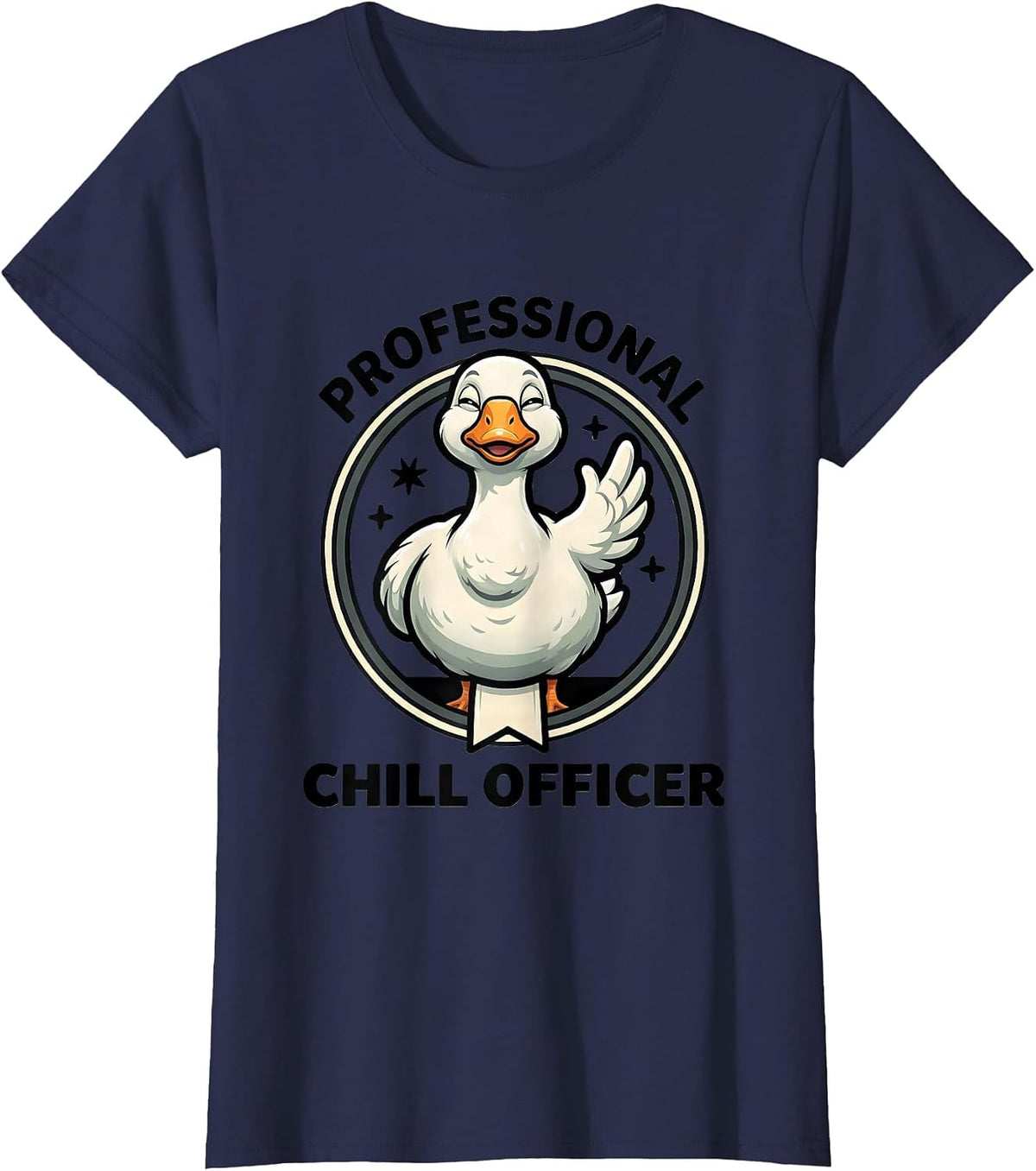 Women's Professional Chill Officer Funny Mental Health Counselor T-Shirt - Navy Blue