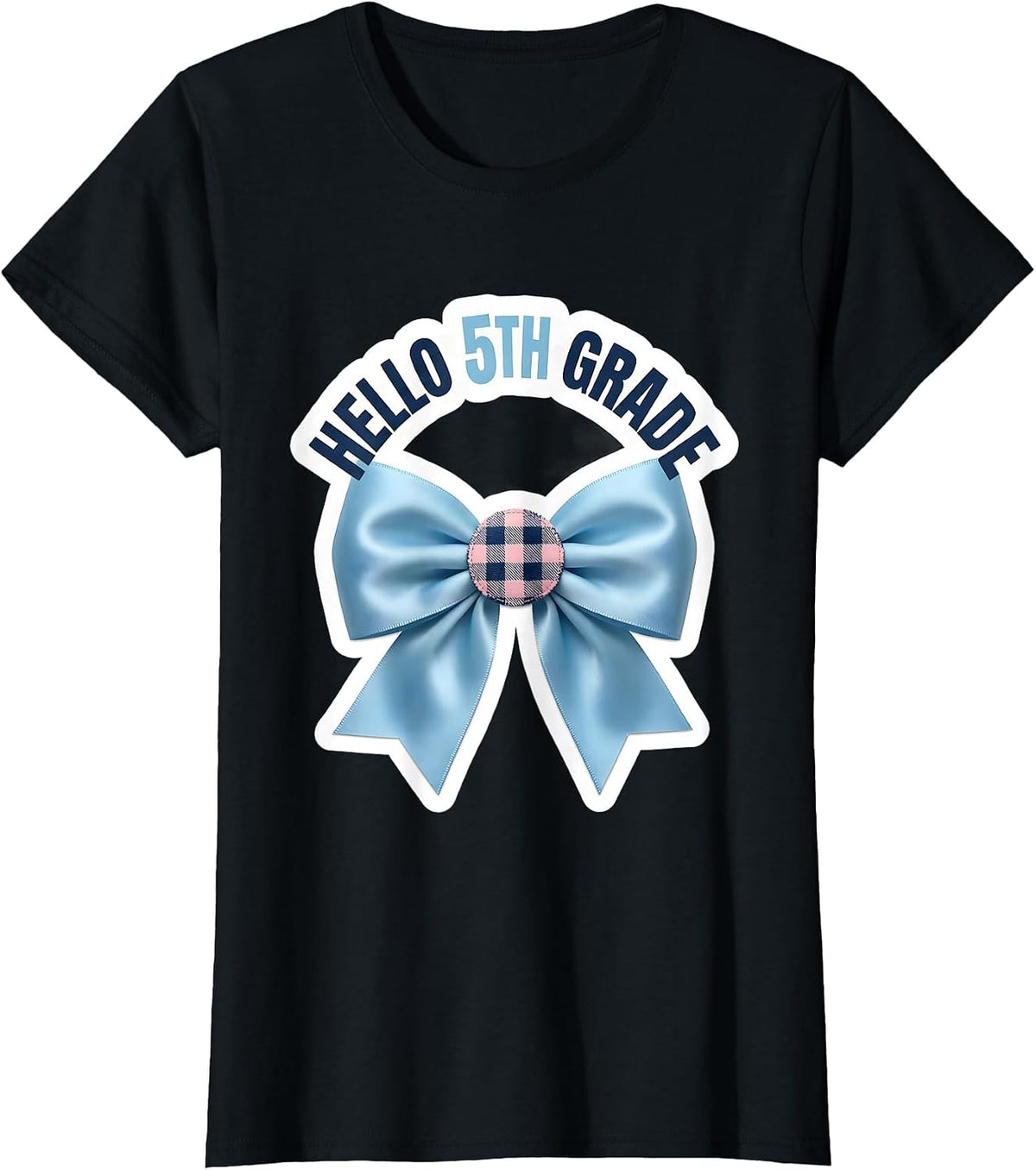 Hello 5th Grade Coquette Bow Back to School Girls T-Shirt - Black