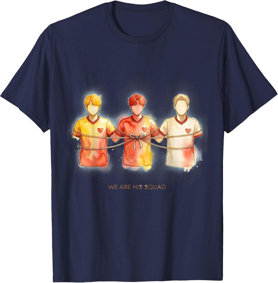 We Are His Squad Watercolor Down Syndrome Awareness Homie T-Shirt - Navy Blue