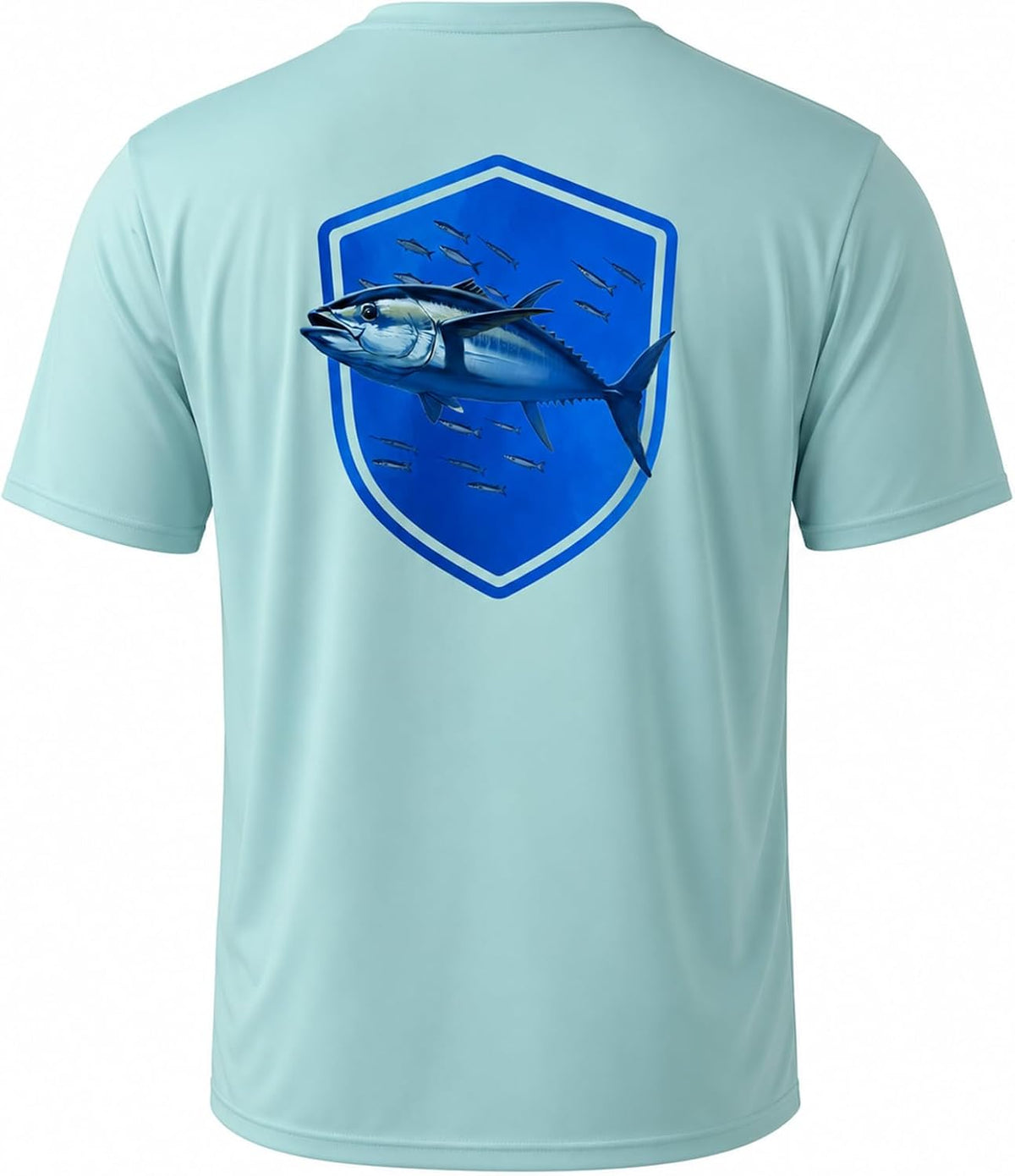 Palmyth Men's Fishing Shirt Short Sleeve Sun Protection UV UPF 50+ T-Shirt - Glacier \/ Tuna Pursuit