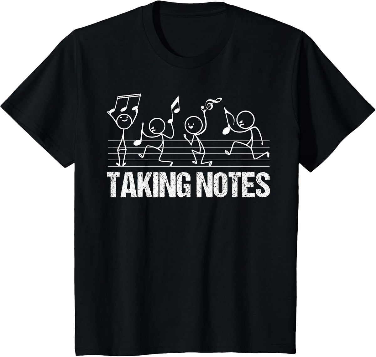Retro Vintage Musical Taking Notes Teachers Funny Music Love T-Shirt - Black