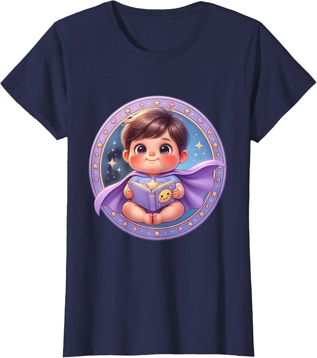 Women's Special Education Superhero Reader Graphic Tee T-Shirt - Navy Blue