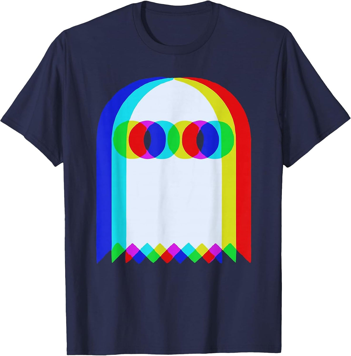 Ghost Trippy Vaporwave Halloween Techno Rave EDM DJ Music T-Shirt - Navy Blue