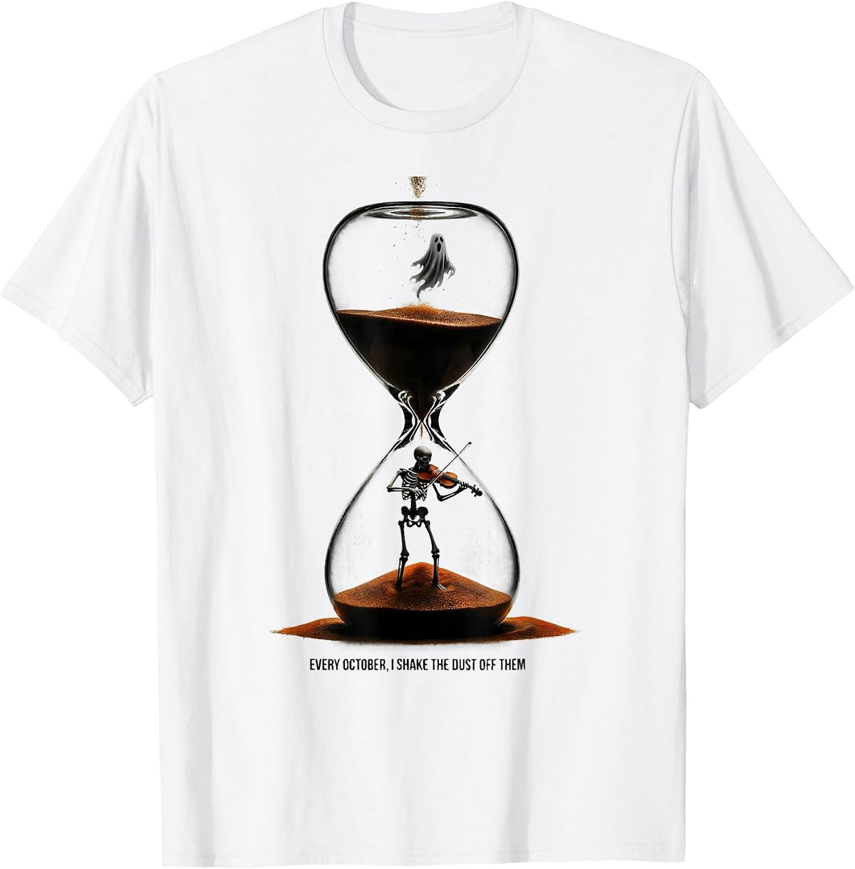 Men's Every October, I Shake The Dust Off Them Music Teacher T-Shirt - White