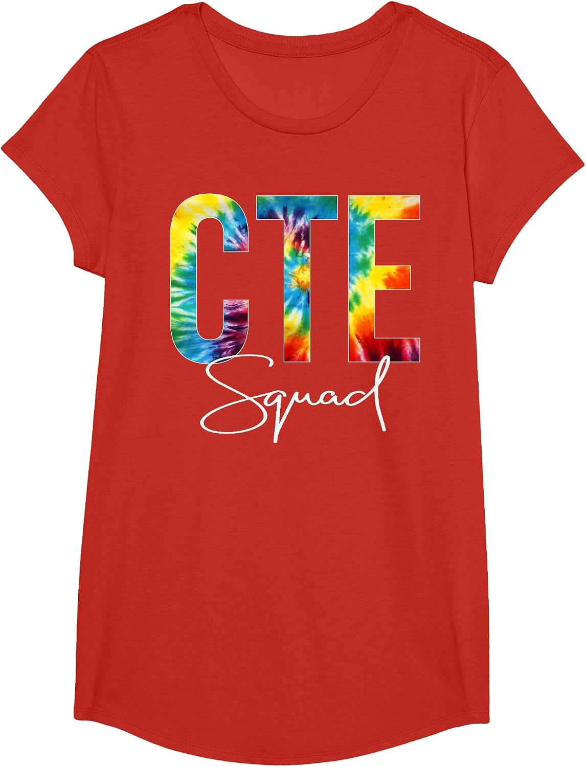 CTE Squad Tie Dye Appreciation Day Hello Back to School T-Shirt - Girls Red