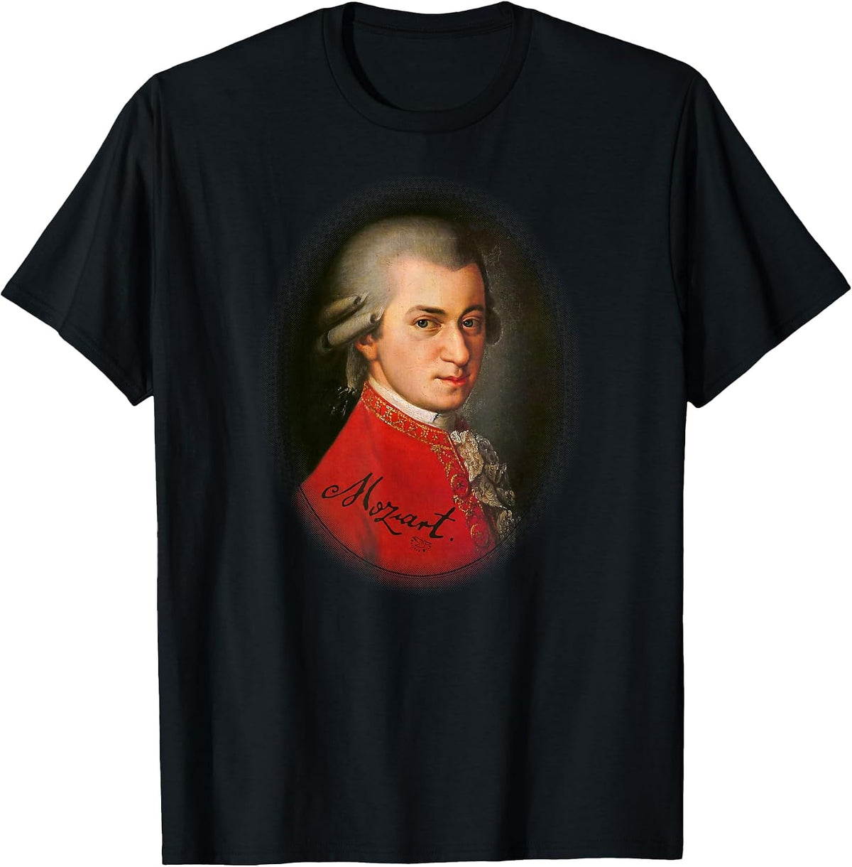 Mozart Portrait Classical Music Lover Vintage Art T-Shirt - Black