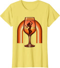 Women's Gigi Champagne Glass Silhouette Graphic Tee T-Shirt - Lemon Yellow
