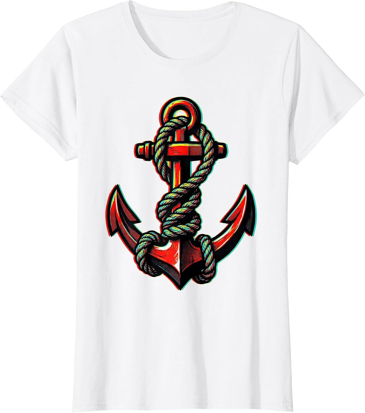 Women's Anchor Rope Knot Nautical Illustration T-Shirt - White