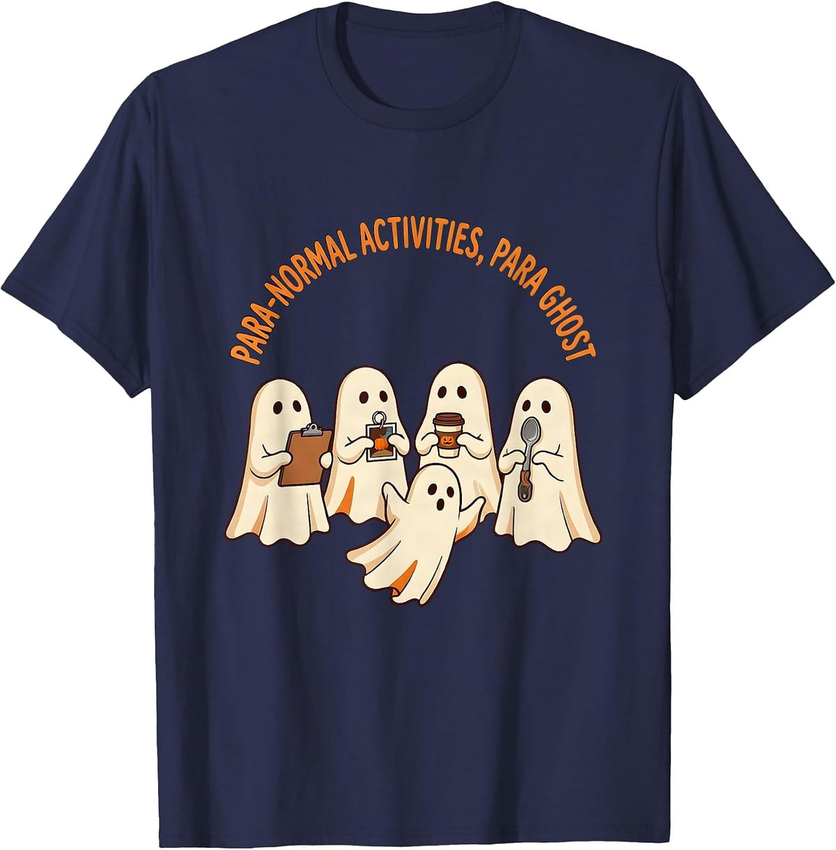 Men's Para-Normal Activities Para Ghost Sped Teacher Halloween T-Shirt - Navy Blue