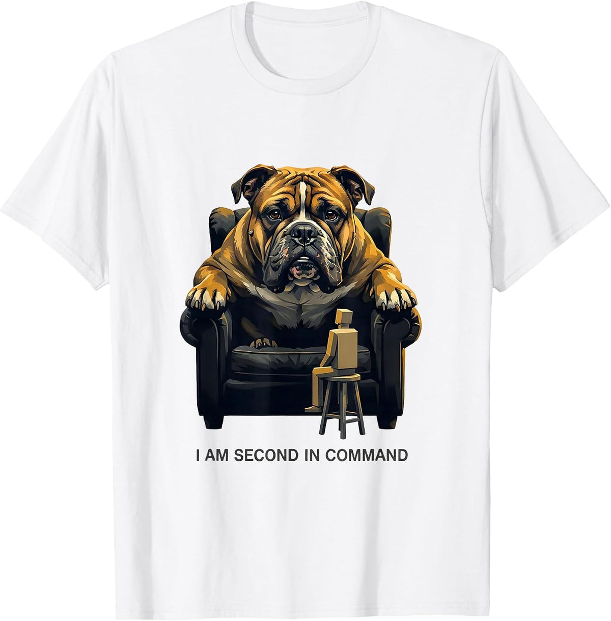 Men's I Am Second In Command Funny Pitbull Dog Mom Humor T-Shirt - White