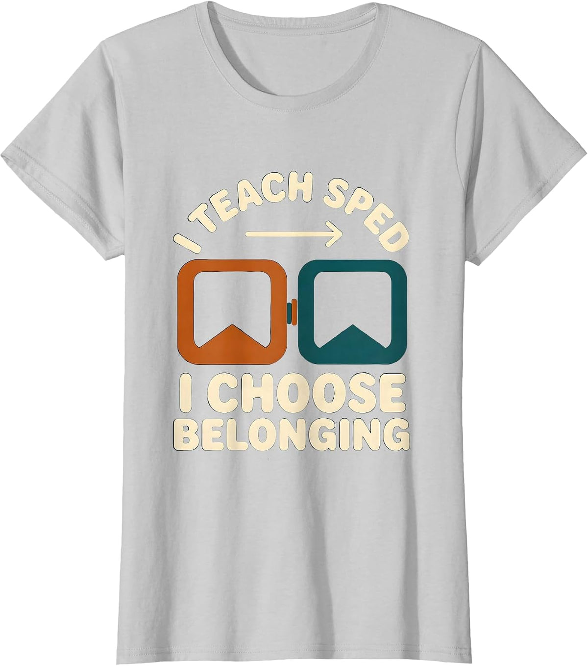 I Teach SPED I Choose Belonging Funny Special Education T-Shirt - Silver Grey