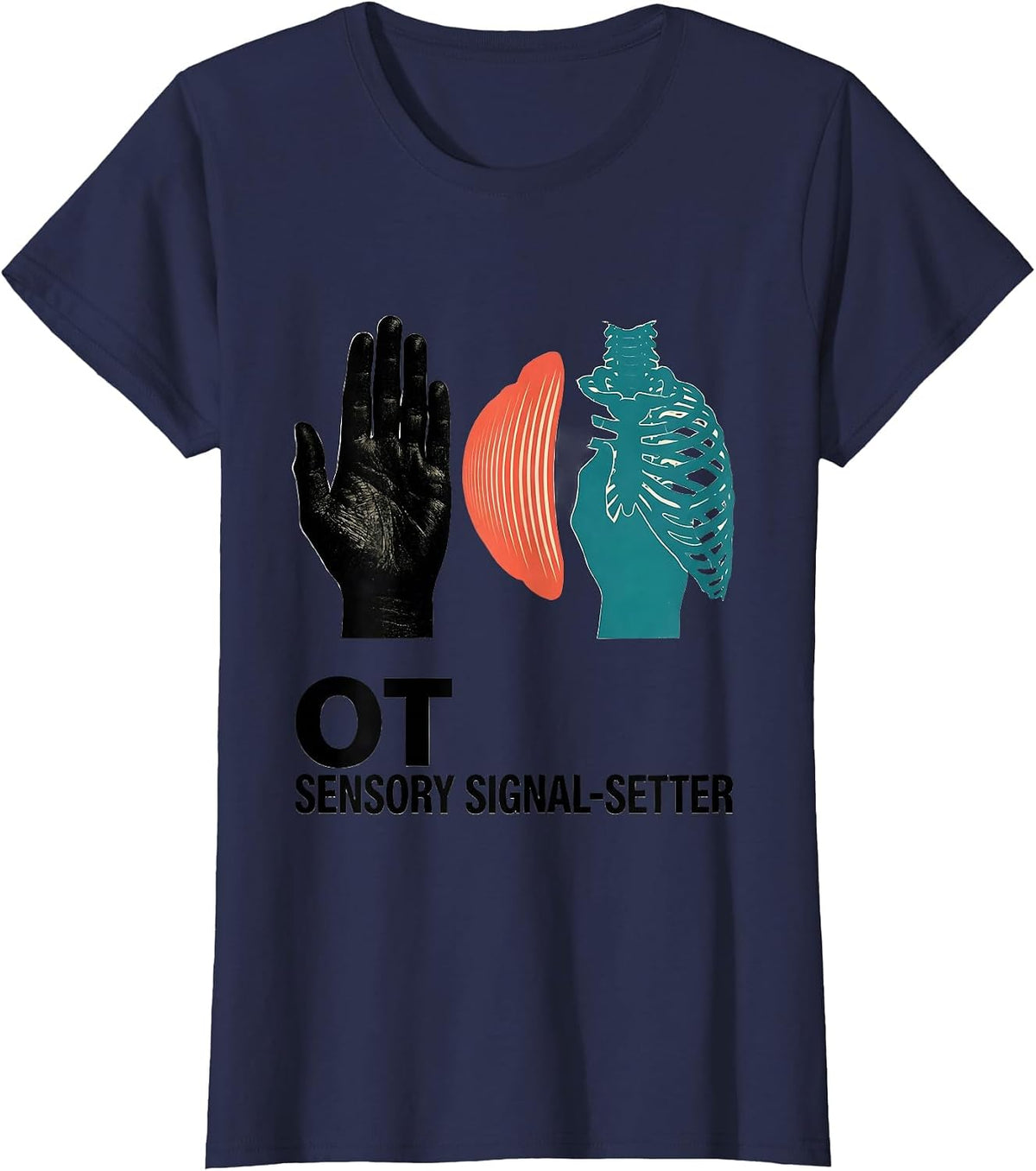 Women's OT, Sensory Signal-Setter Occupational Therapy Back T-Shirt - Navy Blue