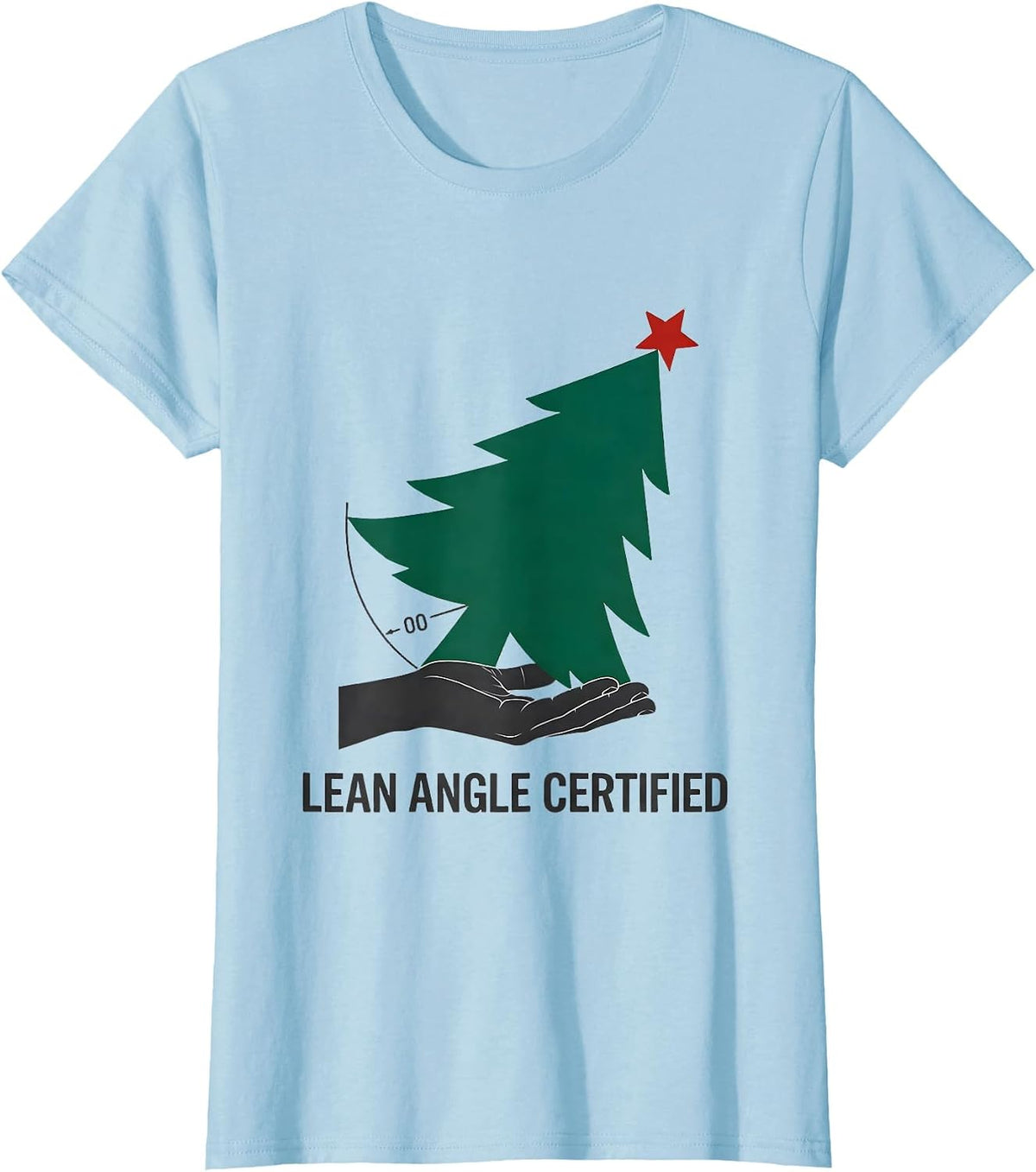 Women's Lean Angle Certified Funny Physical Therapist Holiday Humor T-Shirt - Baby Blue