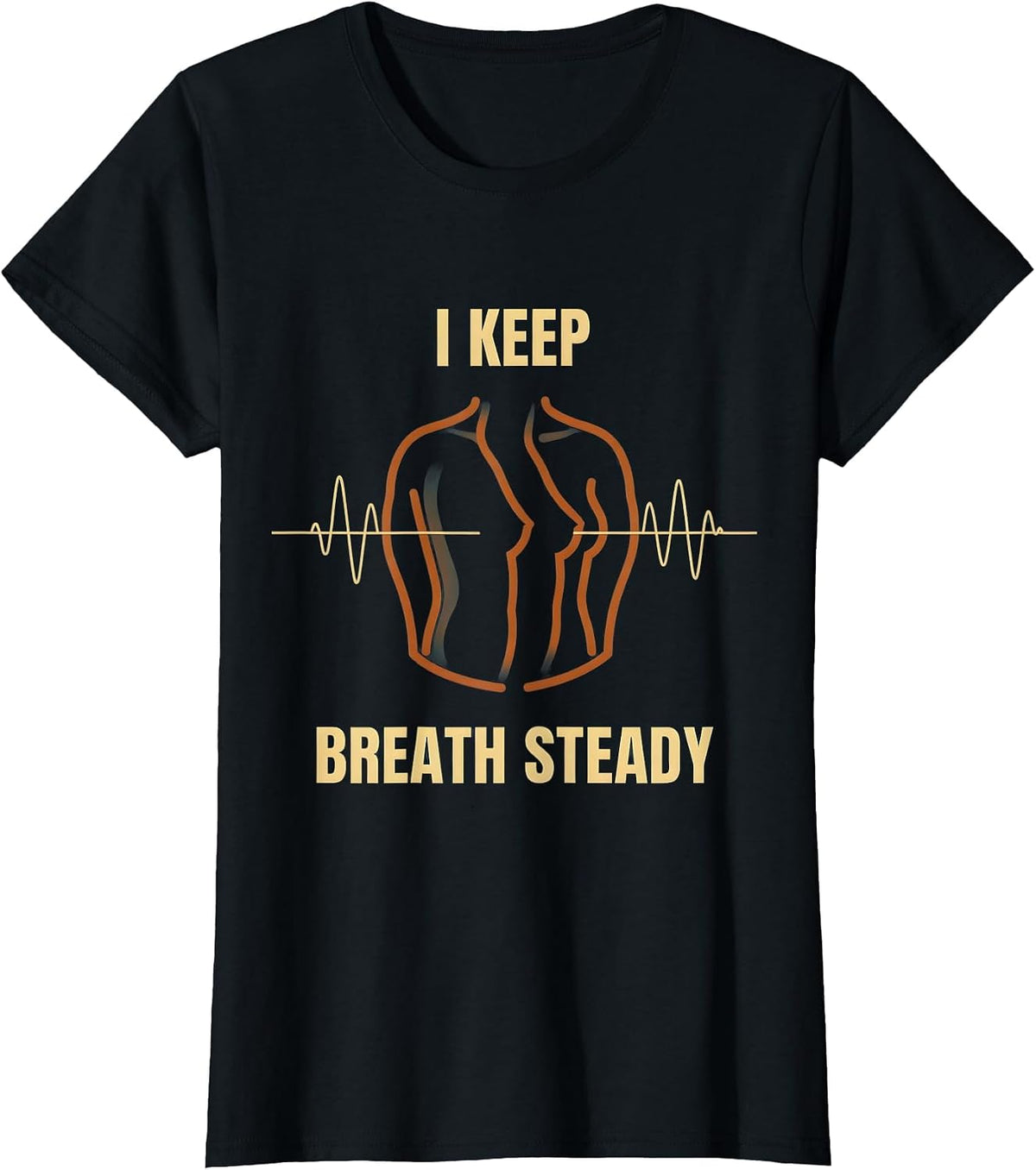 Women's I Keep Breath Steady Editorial Conceptual Respiratory T-Shirt - Black