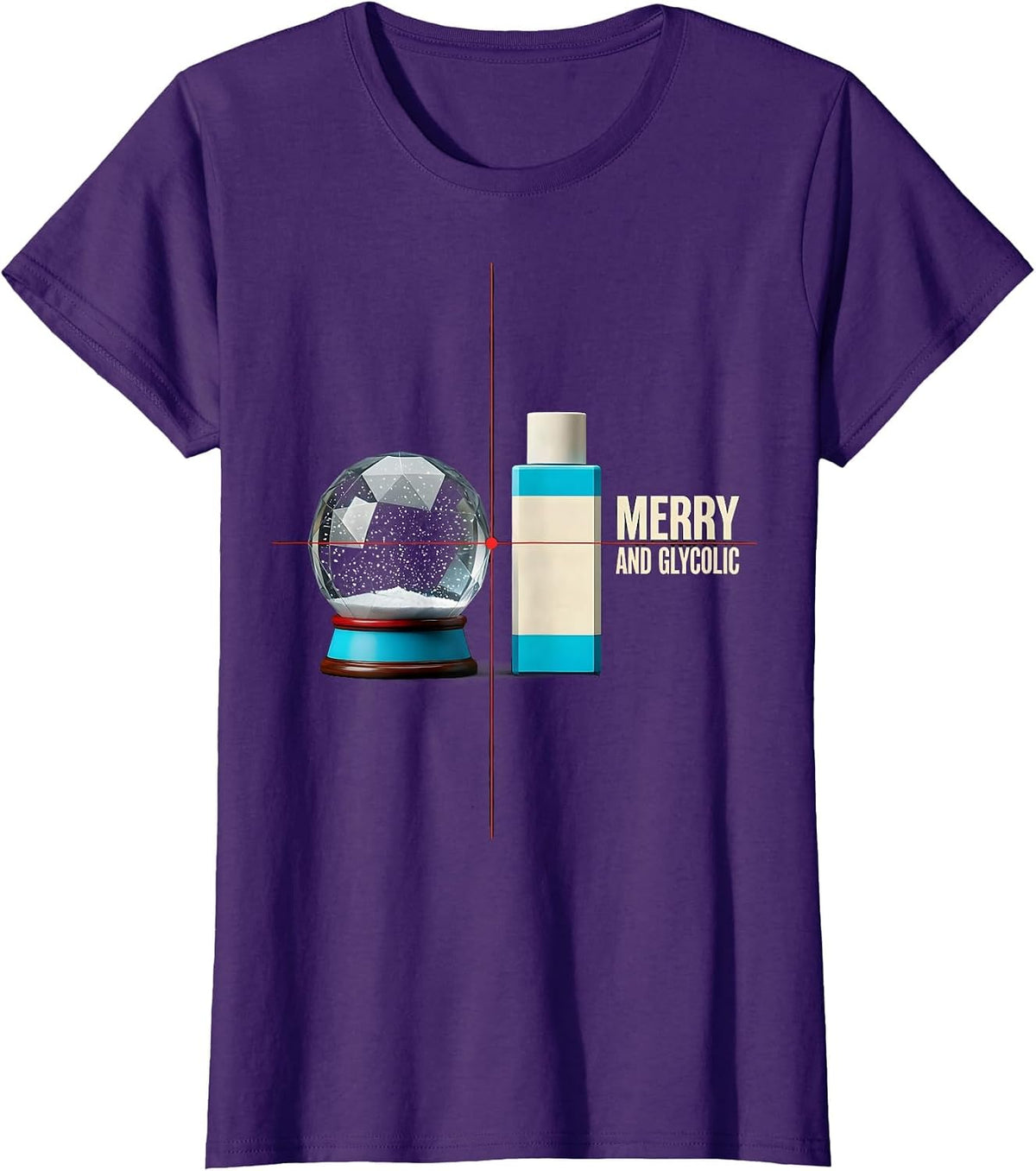 Women's Merry And Glycolic New Wave Esthetician Dermatology Humor T-Shirt - Purple