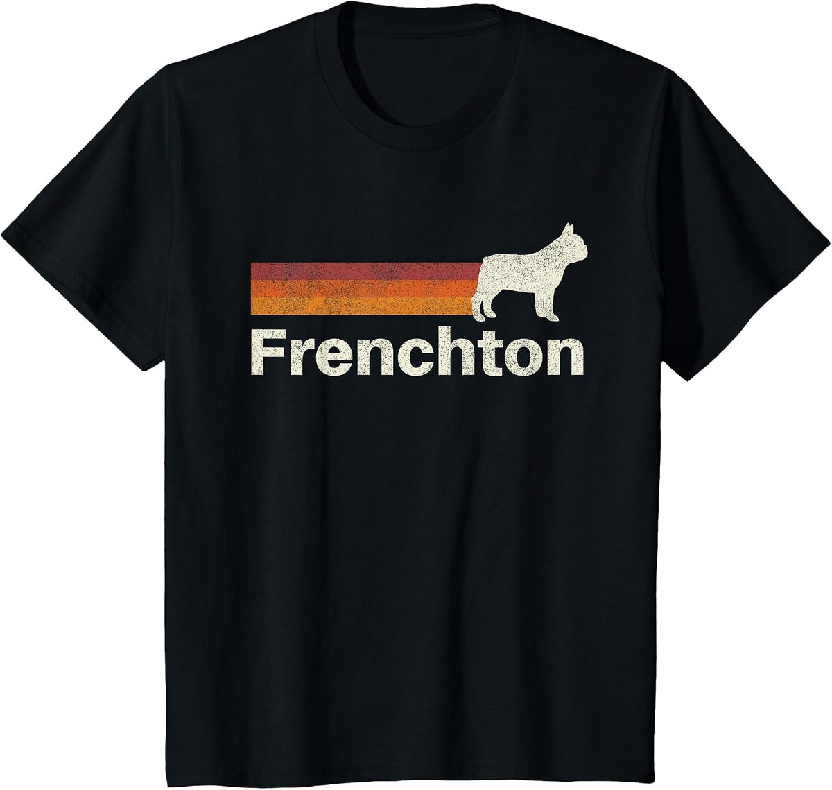 Vintage Frenchton Retro Mom Dad Dog T-Shirt - Black