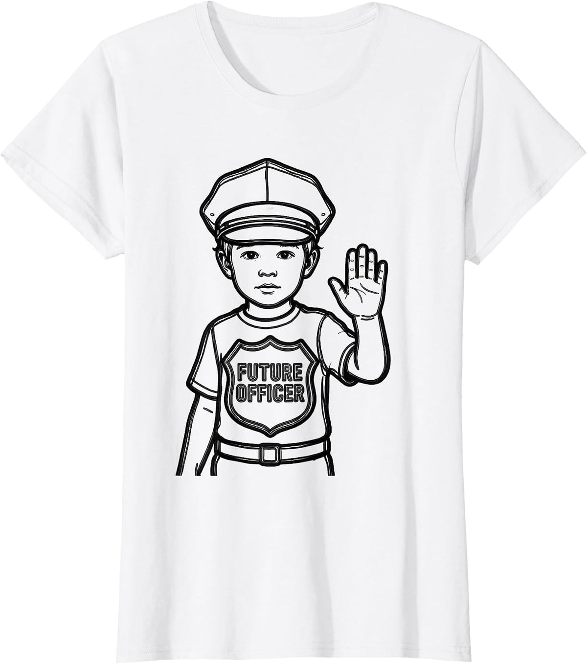 Women's Future Officer Police Costume Halloween Role Play Youth T-Shirt - White