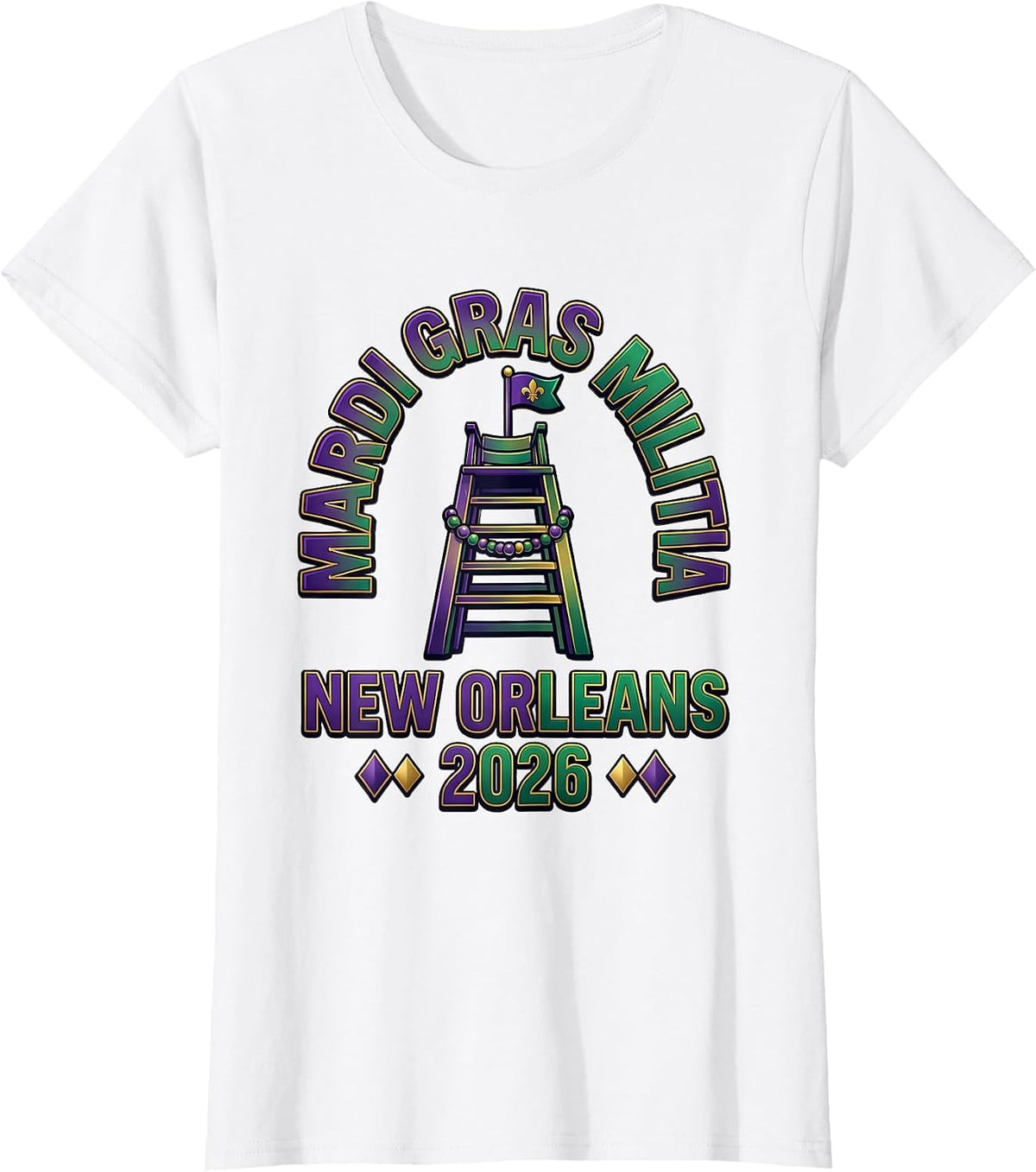 Mardi Gras Militia New Orleans 2026 Carnival Party Souvenir T-Shirt - White