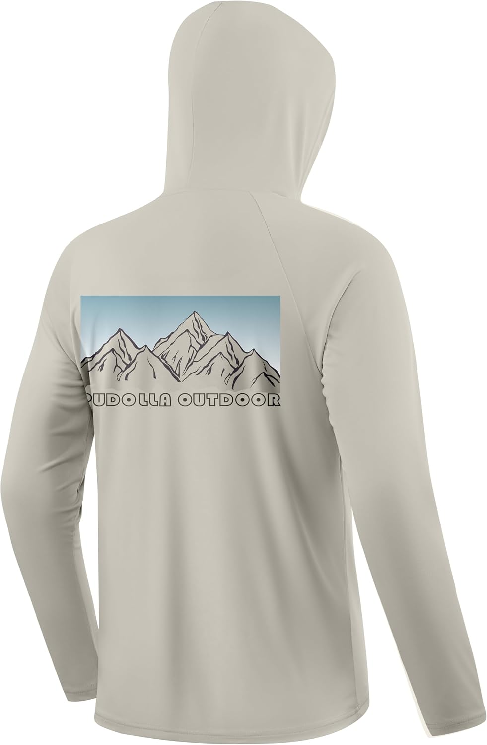Pudolla Men's Sun Protection Hoodie UPF 50+ Long Sleeve Fishing Shirts - Grey\/Mountain