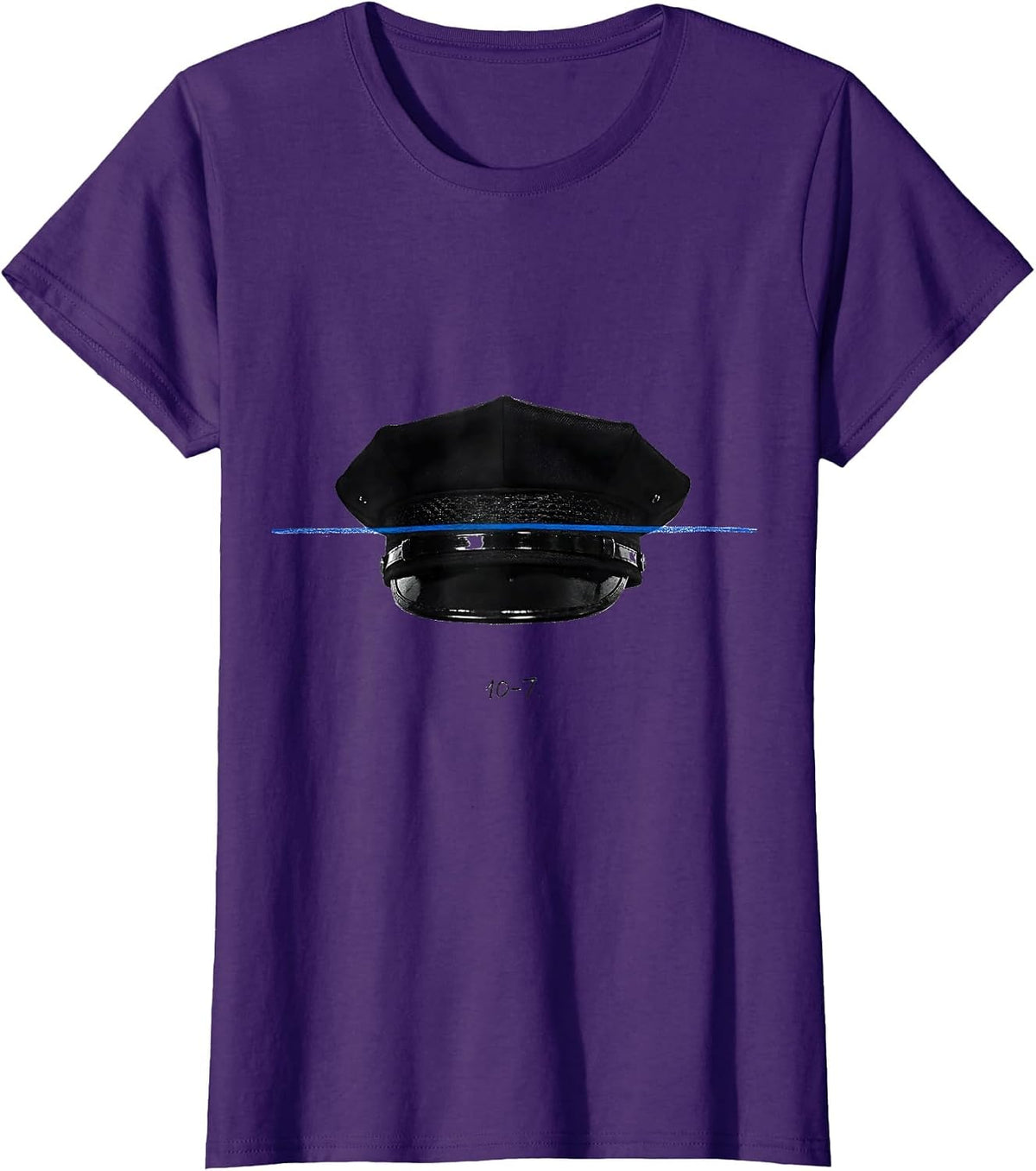 Women's 10-7 Thin Blue Line Police Support Tribute Law Enforcement T-Shirt - Purple