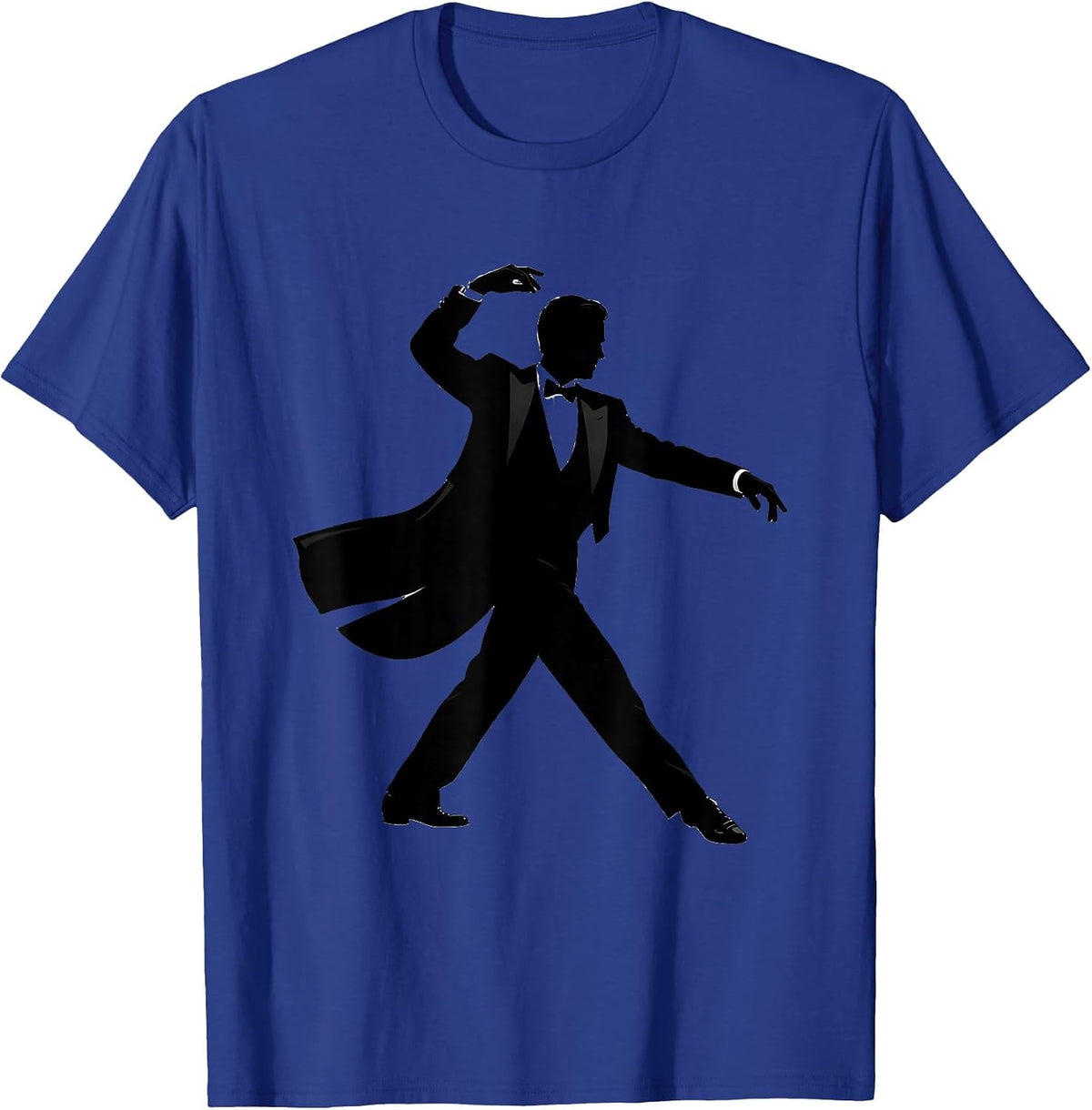 Tuxedo Dancer Silhouette Graphic Tee T-Shirt - Royal Blue