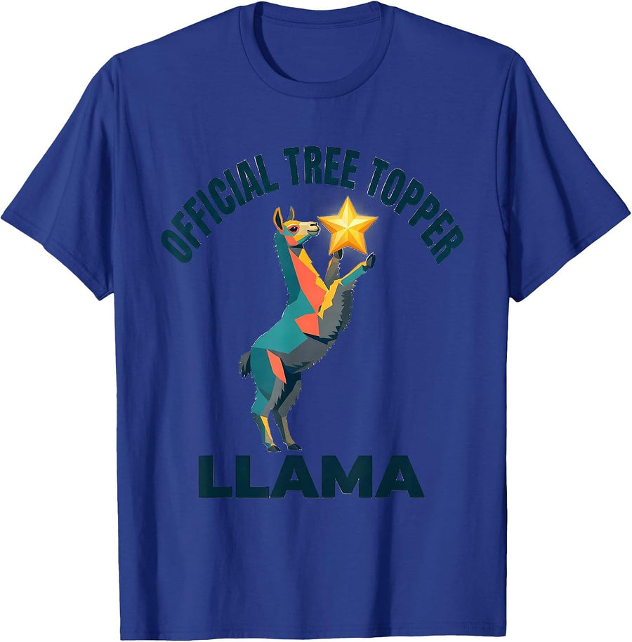 Official Tree Topper Llama Funny Christmas Llama Lover Gift T-Shirt - Royal Blue