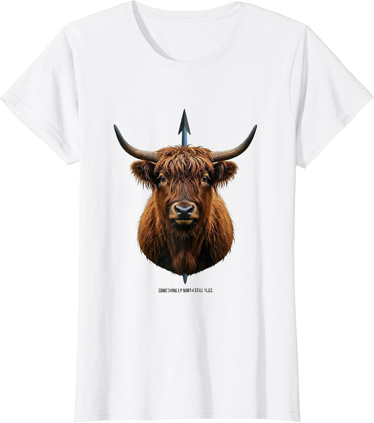 Women's Something Up North Still Tugs Funny Highland Cow Cute T-Shirt - White